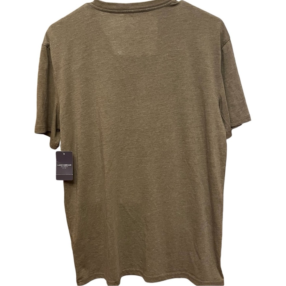 SOFT! Lucky Brand V-Neck T-Shirt MD Lucky Brand Tee TShirt OLIVE GREEN VNeck Top - Picture 3 of 10